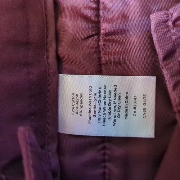 Talbots Chatham Burgundy Side Zip Straight Leg Pants Size 8 Petite - Picture 7 of 7